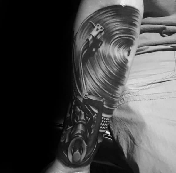 Cool Vinyl Record Tattoo Design Ideas For Male Outer Forearm