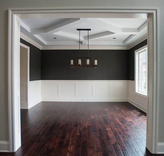 two tone gray and white wainscoting floorboards