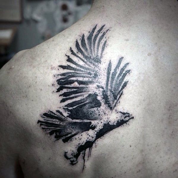 Cool Watercolor Tattoo On Back For Men