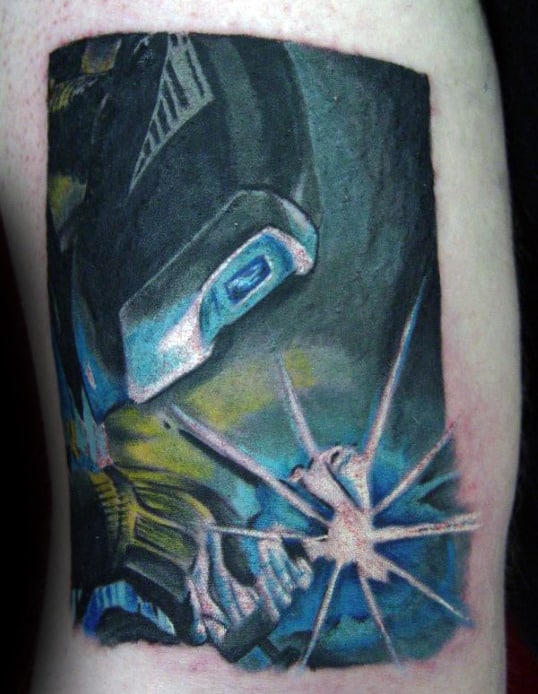 Cool Welding Tattoos For Men On Rib Cage Side Of Body