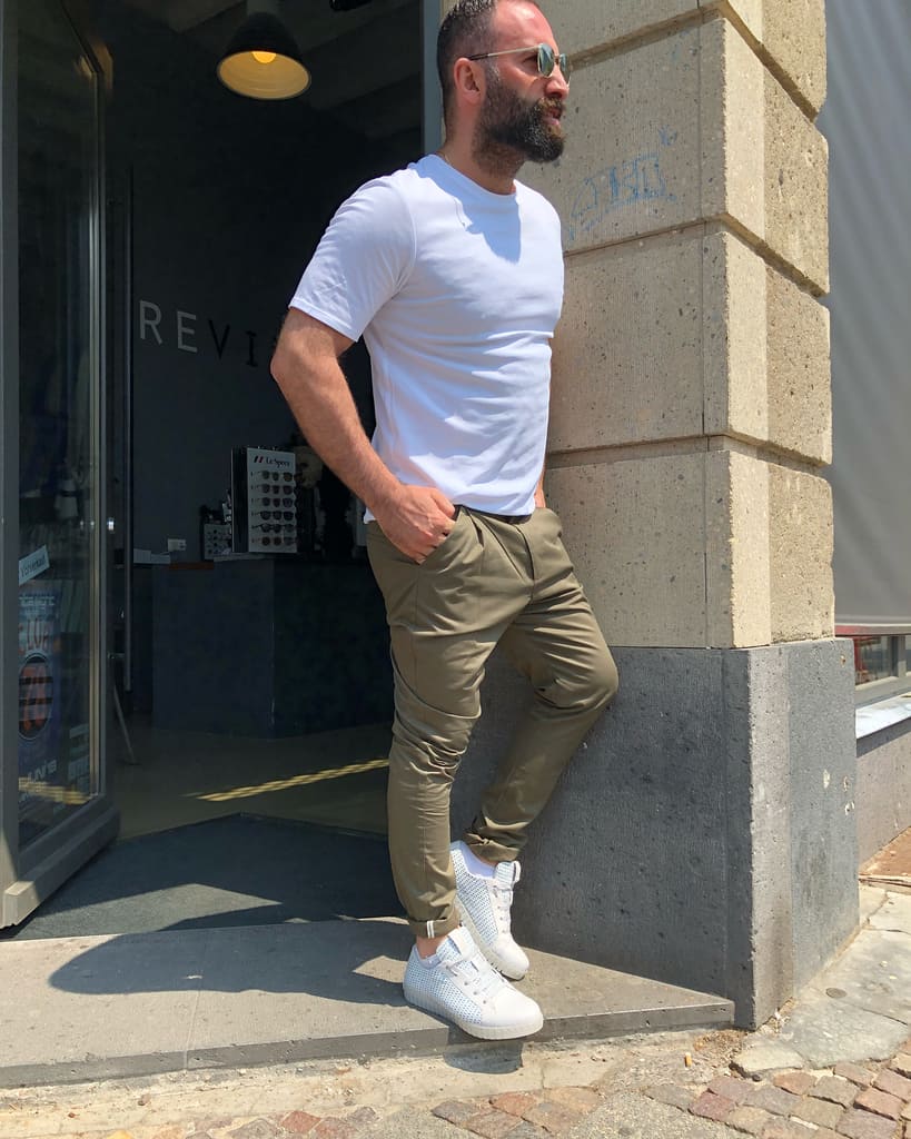 Cool White Green Pants Outfit