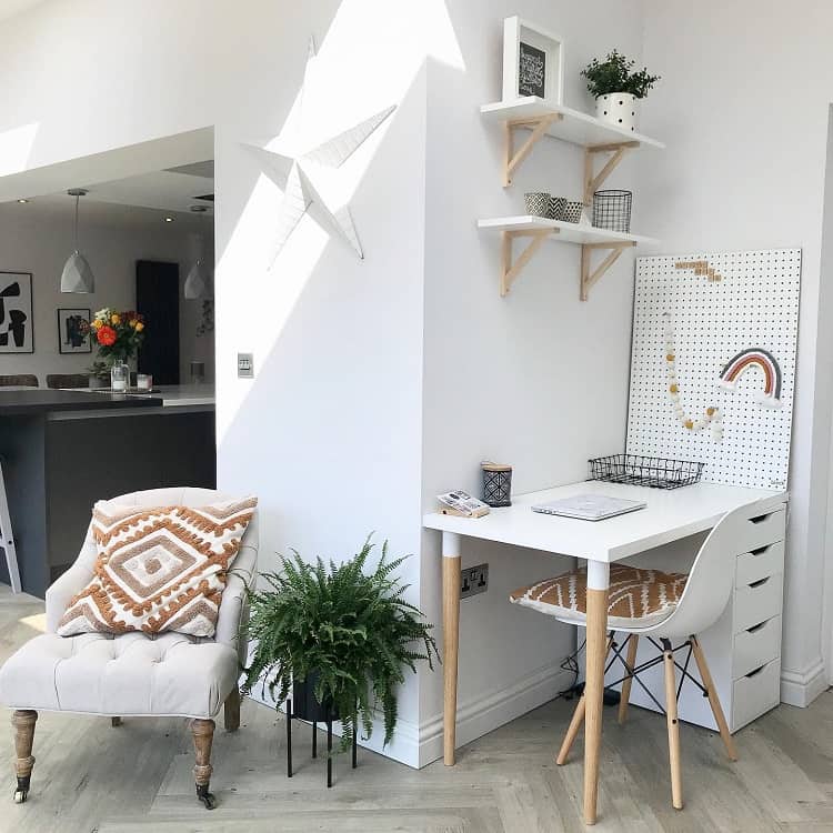 cool white home study pegboard ideas