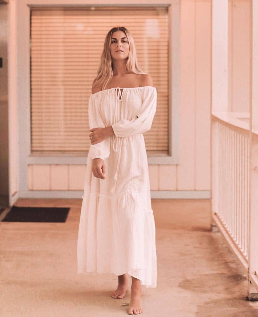 Cool White Off Shoulder Maxi Dress