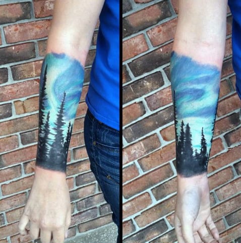 Cool Wrist Forearm Sleeve Guys Northern Lights Tattoo