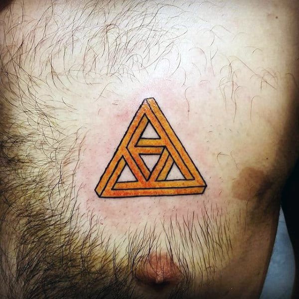 Cool Zelda Triforce Abstract Chest Tattoo On Male