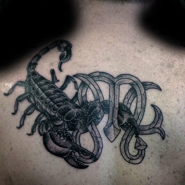 Cool Zodiac Scorpio Mens Upper Back Tattoos