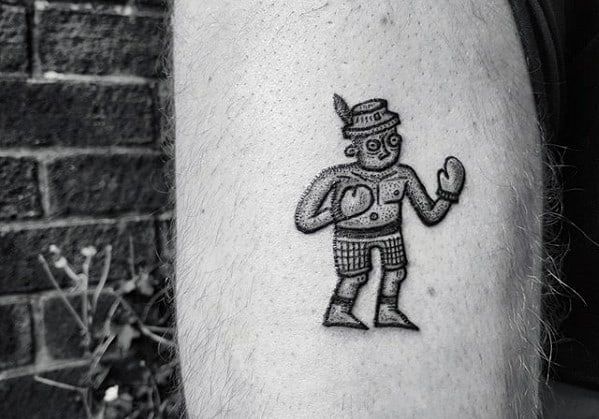 Coolest Detailed Small Boxer Mens Thigh Tattoo