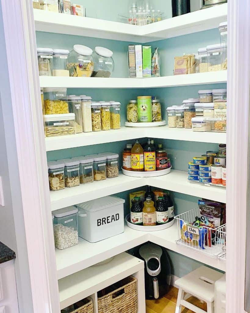 white corner pantry shelving 