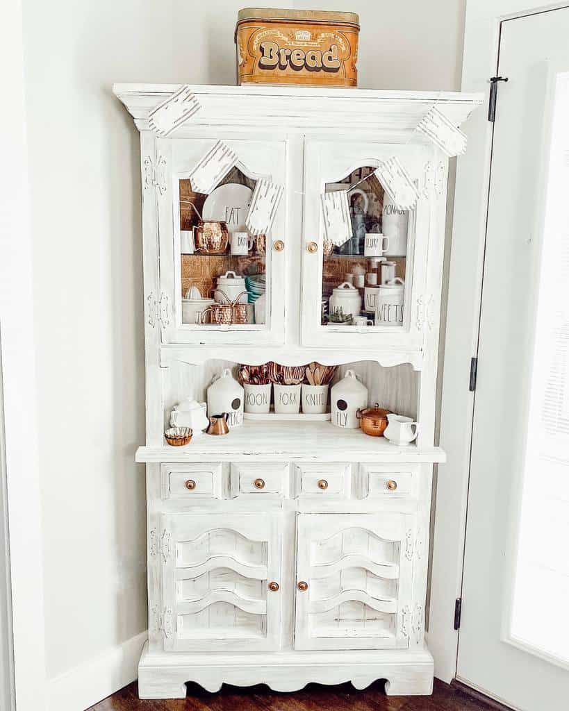 white corner cabinet pantry