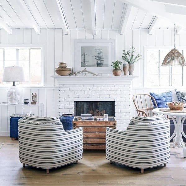Country White Home Ideas Painted Fireplace