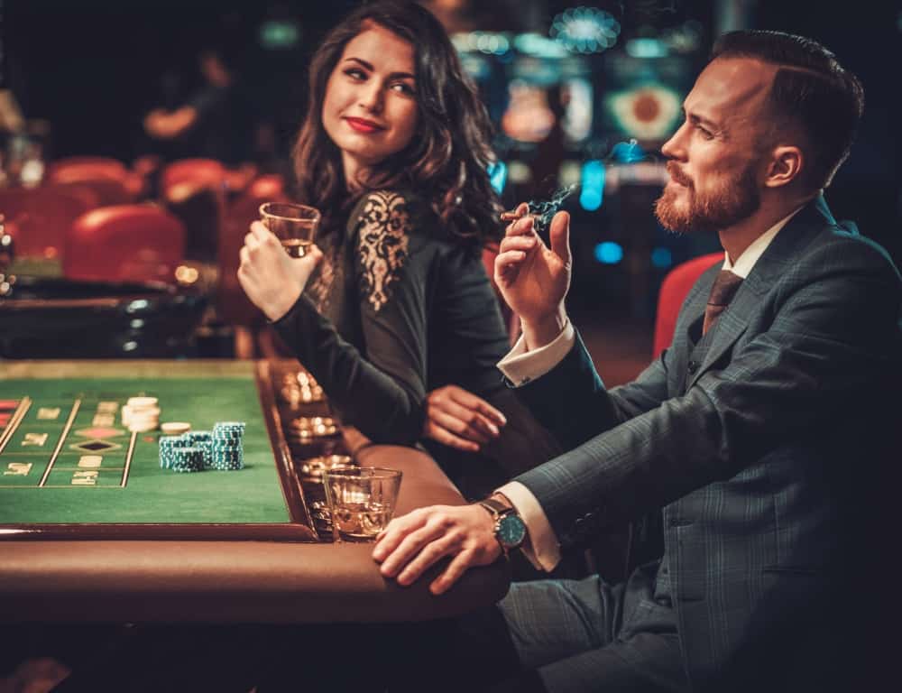 couple date night gambling in a casino