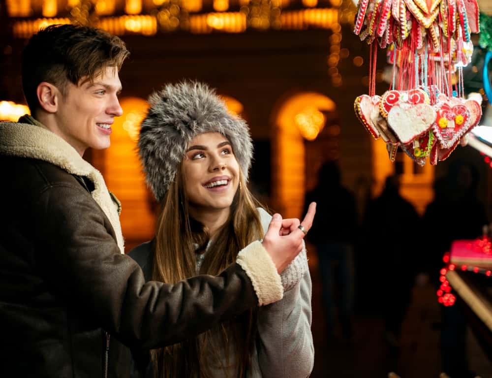 couple date night on a market