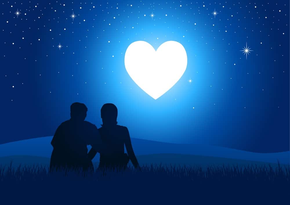 couple sitting on grass illustration