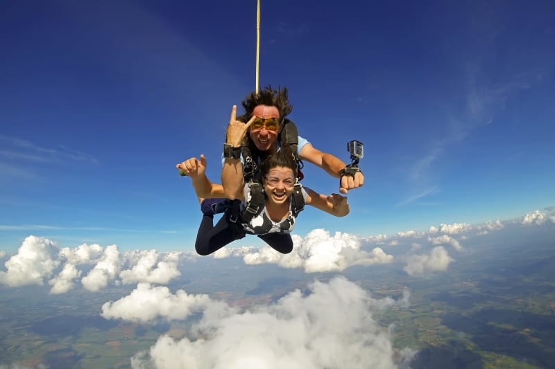 couple skydiving