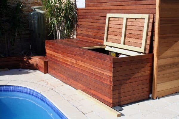 wood box cover pool equipment