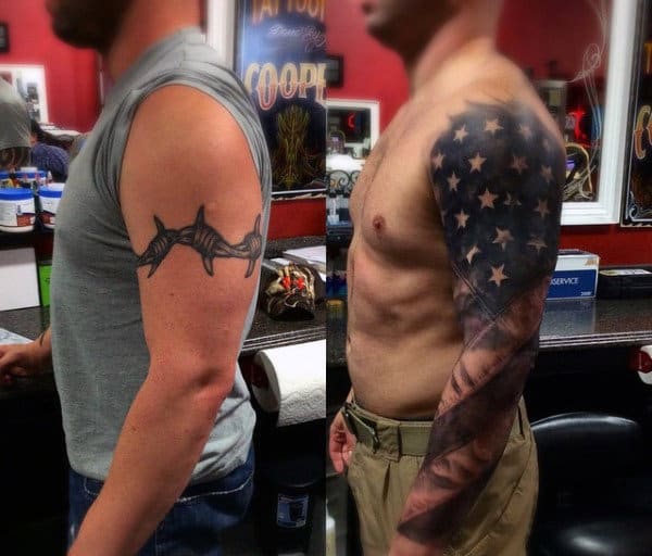 Cover Up American Flag And Eagle Tattoo For Men