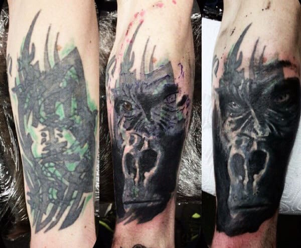 Cover Up Mens Forearm Gorilla Tattoos