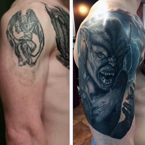 Cover Up Mens Gargoyle Tattoo Arm Tattoos