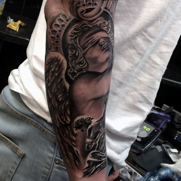 Covered Eyes Baby Religious Tattoo Male Sleeves