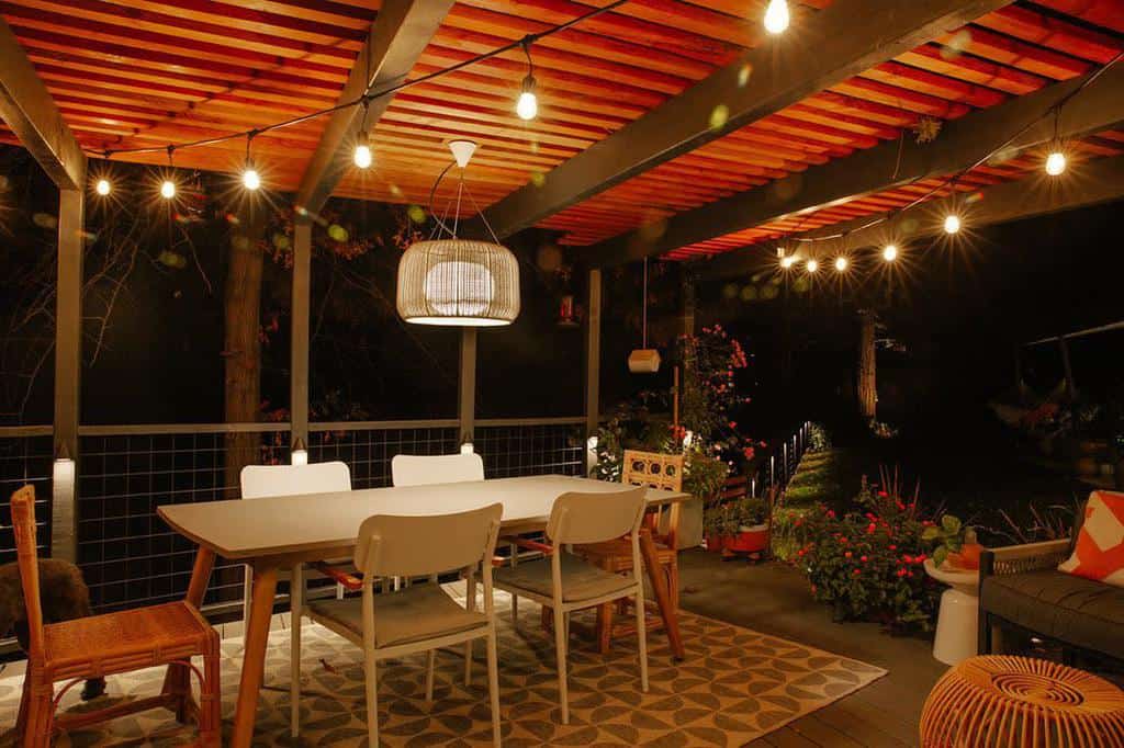 well lit covered patio