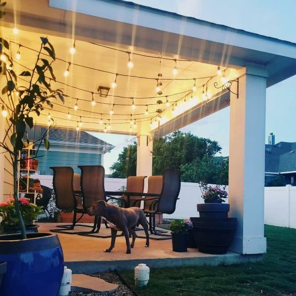 covered roof ideas for patio string light