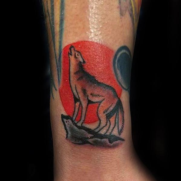 Coyote Tattoos Male On Wrist