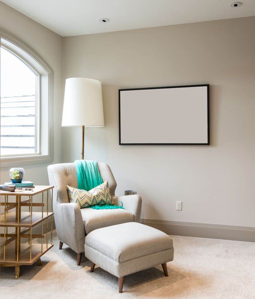 armchair and foot rest in simple living room