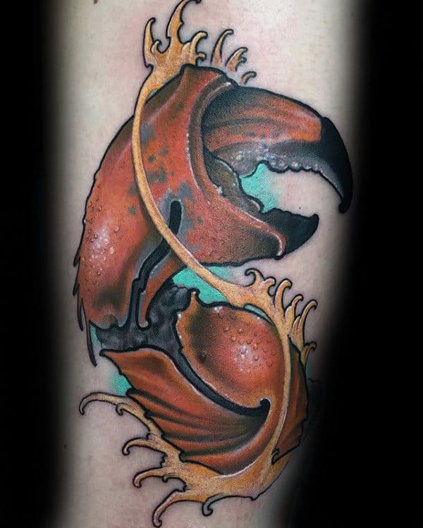 Crab Claw Tattoo On Mans Arm