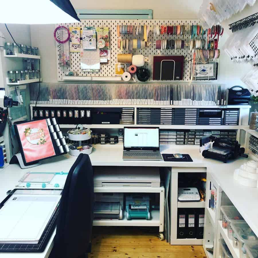 well organized craft room and office