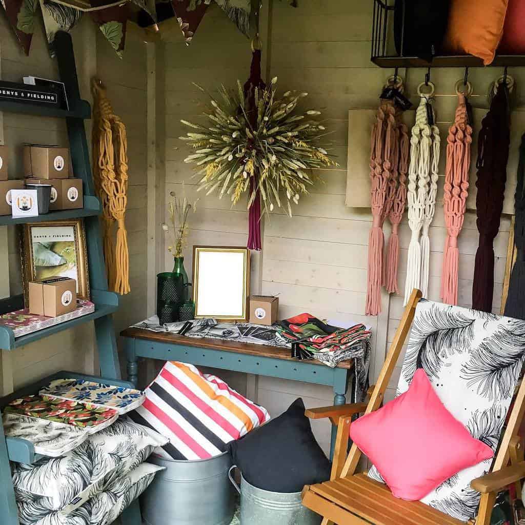 colorful craft room she shed