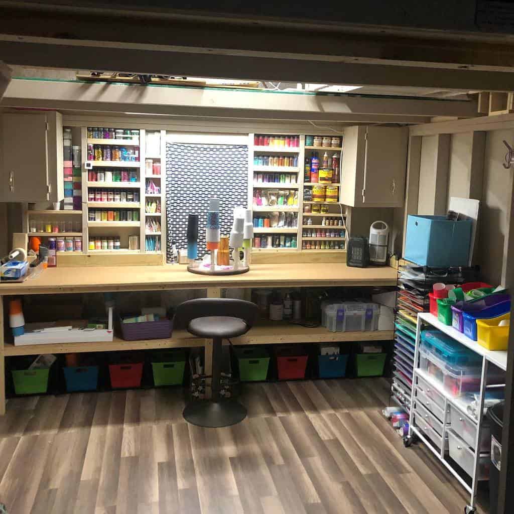 craft room in she shed 