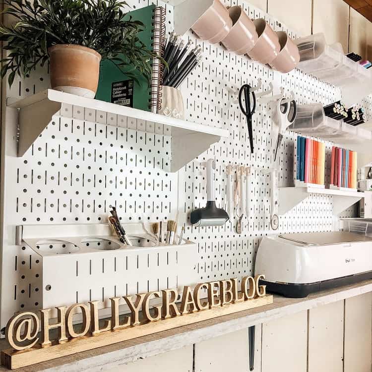 craft storage art room pegboard