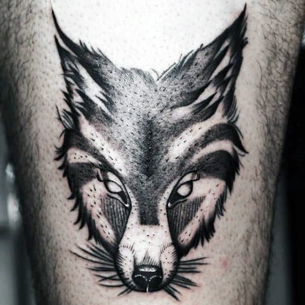 Crafty Black Fox Head Tattoo Mens Arms
