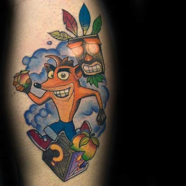 Crash Bandicoot Mens Tattoo Designs Video Game Leg Calf Of Body