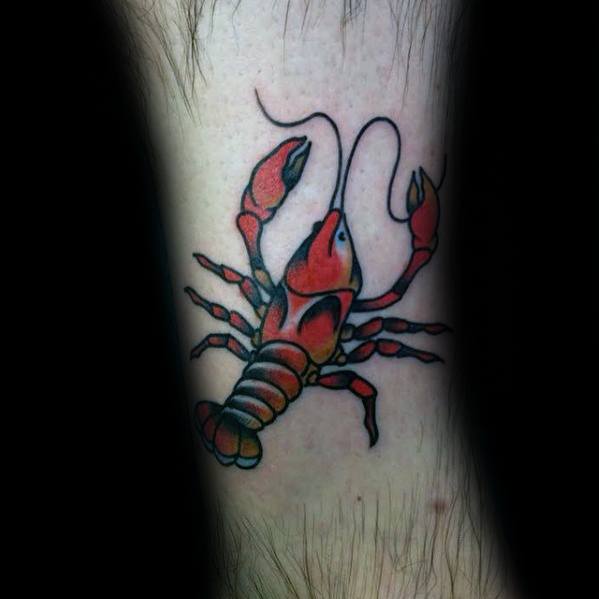 Crawfish Tattoos For Gentlemen On Leg