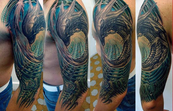 Crazy Mechanical Male Half Sleeve Tattoos