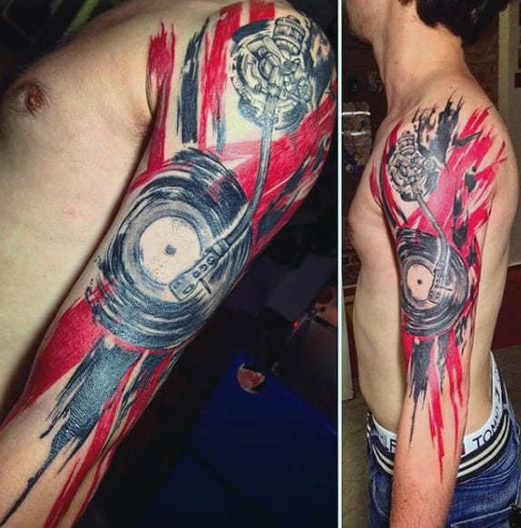 Crazy Musical Tattoo On Arms For Men