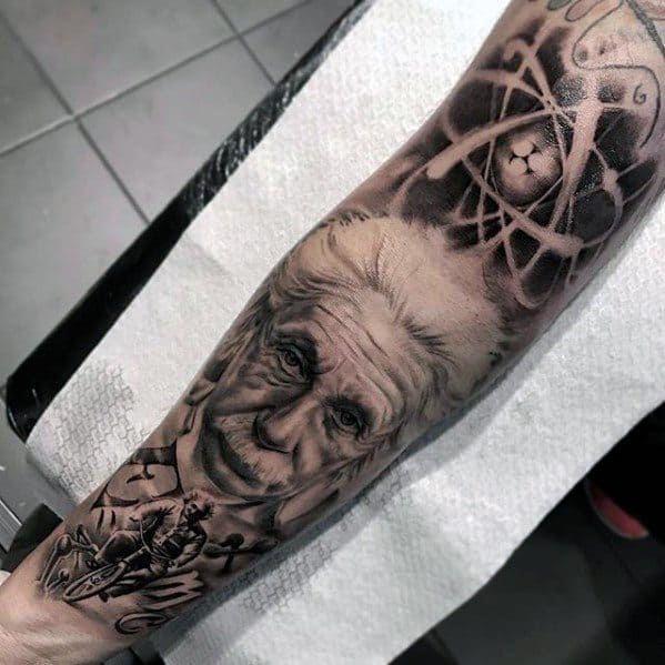 Creative Albert Einstein Tattoos For Men On Forearm