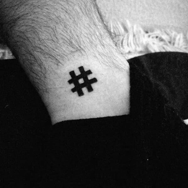 Creative Ankle Pound Symbol Tattoos For Men