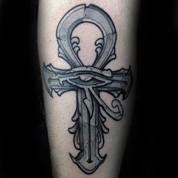 Creative Arm Ankh Male Tattoo With Eye Of Horus Design