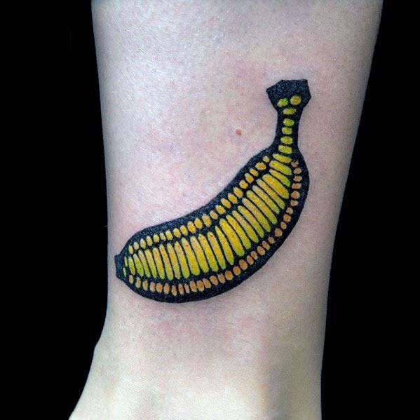 Creative Banana Tattoos For Men On Lower Leg