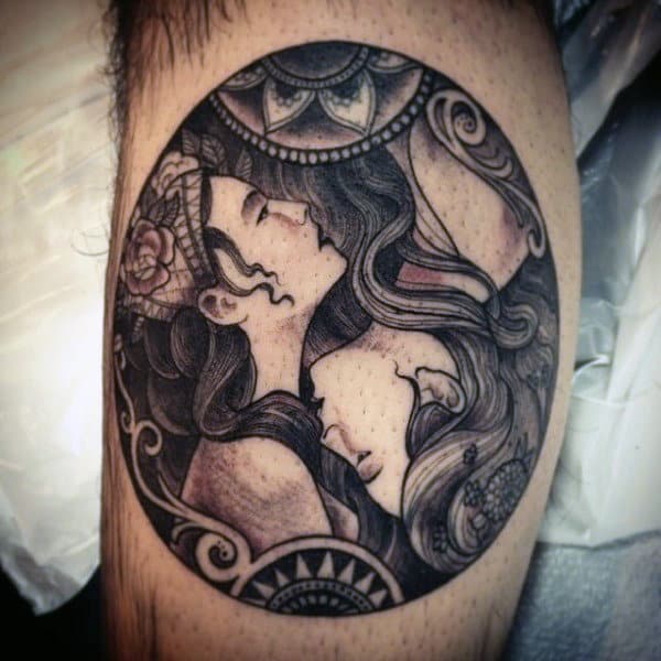 Creative Bicep Mens Yin Yang Tattoos