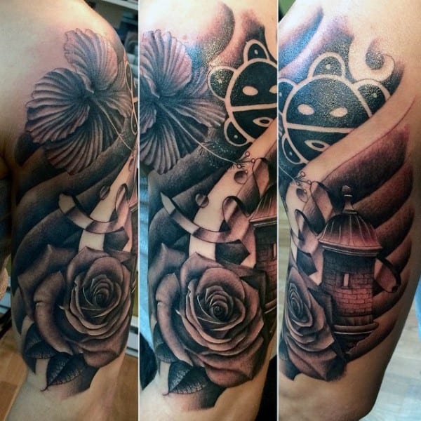 Creative Black And Grey Taino Mens Arm Tattoos