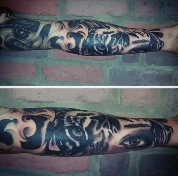 Creative Black And White Tiger Tattoos