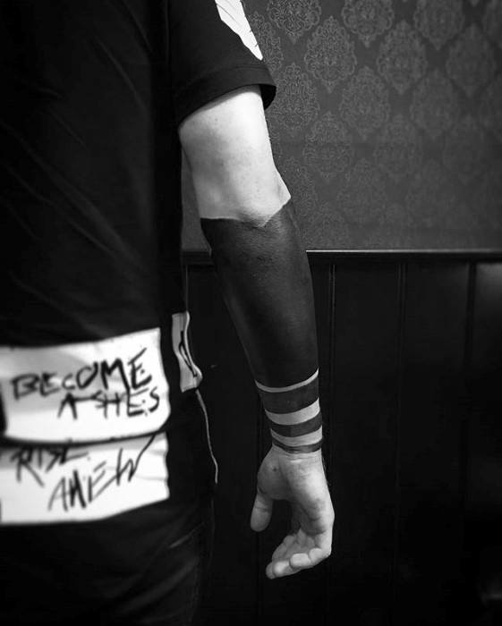 Creative Blackout Forearm Band Sleeve Tattoos For Men