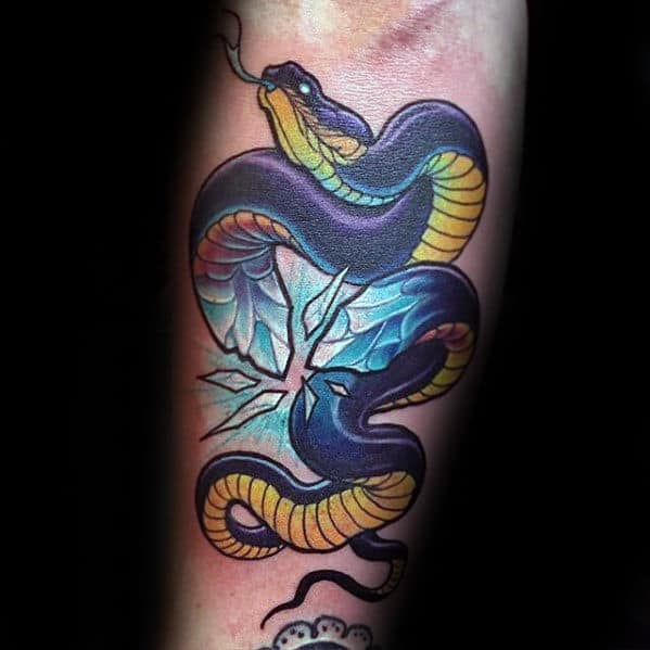 Creative Crystal Snake Mens Outer Forearm Tattoos