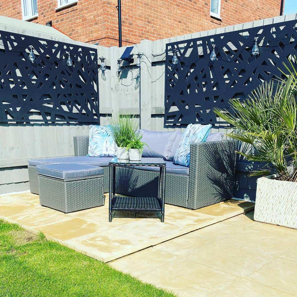 creative blue lattice work garden trellis wicker furniture