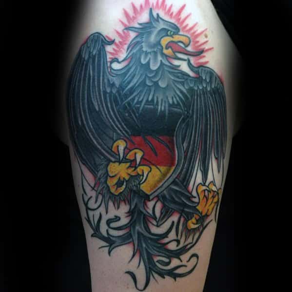 Creative German Eagle With Claws Mens Arm Tattoo