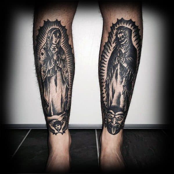 Creative Guadalupe Tattoos For Men Back Of Legs