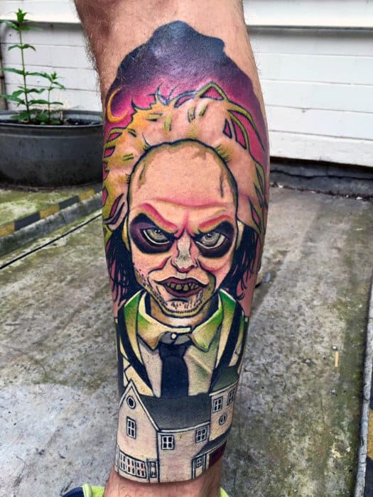Creative Guys Beetlejuice Leg Sleeve Tattoos